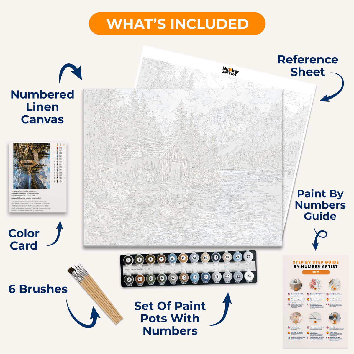 Mountain Boathouse - Number Artist Paint by Numbers Kits