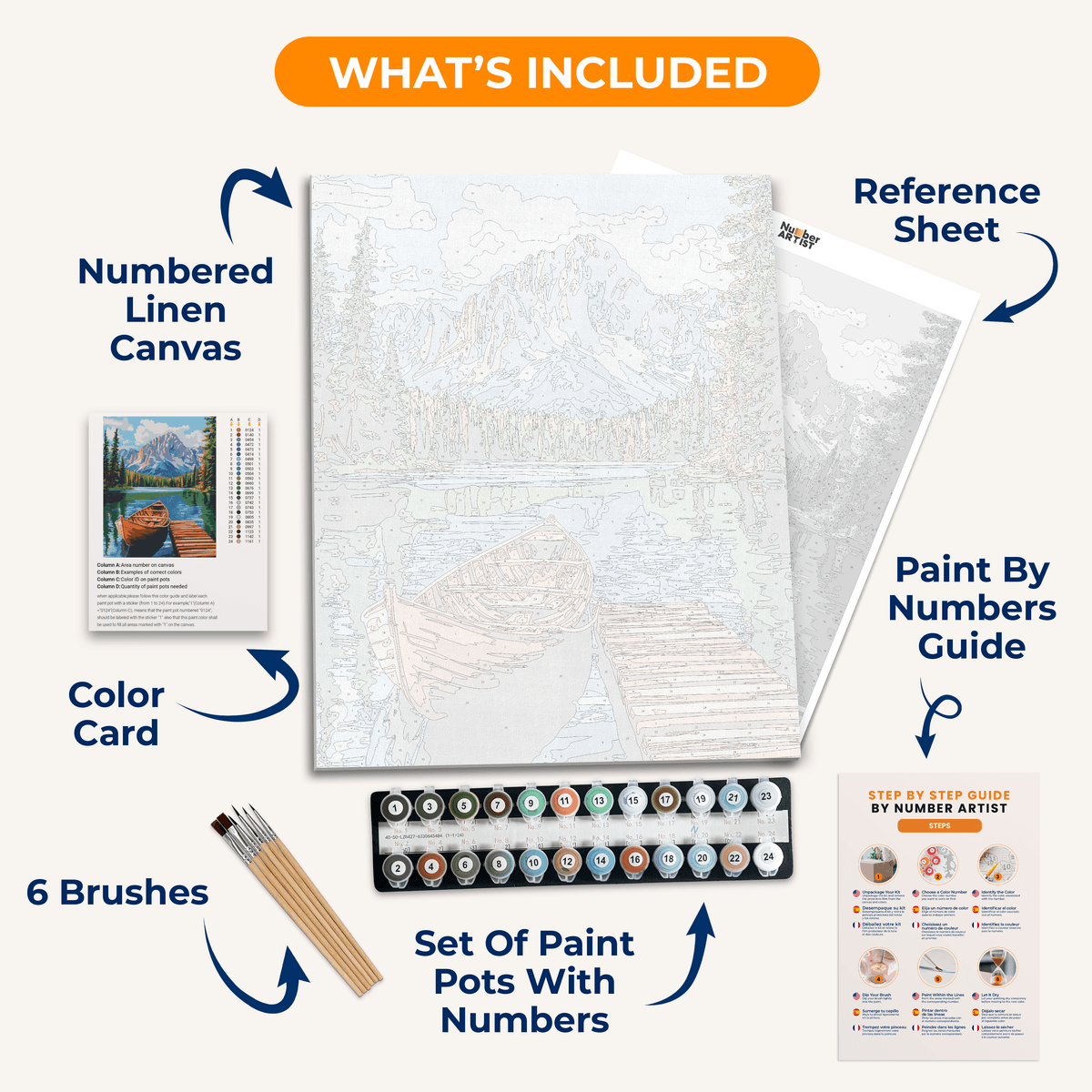 Mountainside Boat - Number Artist Paint by Numbers Kits