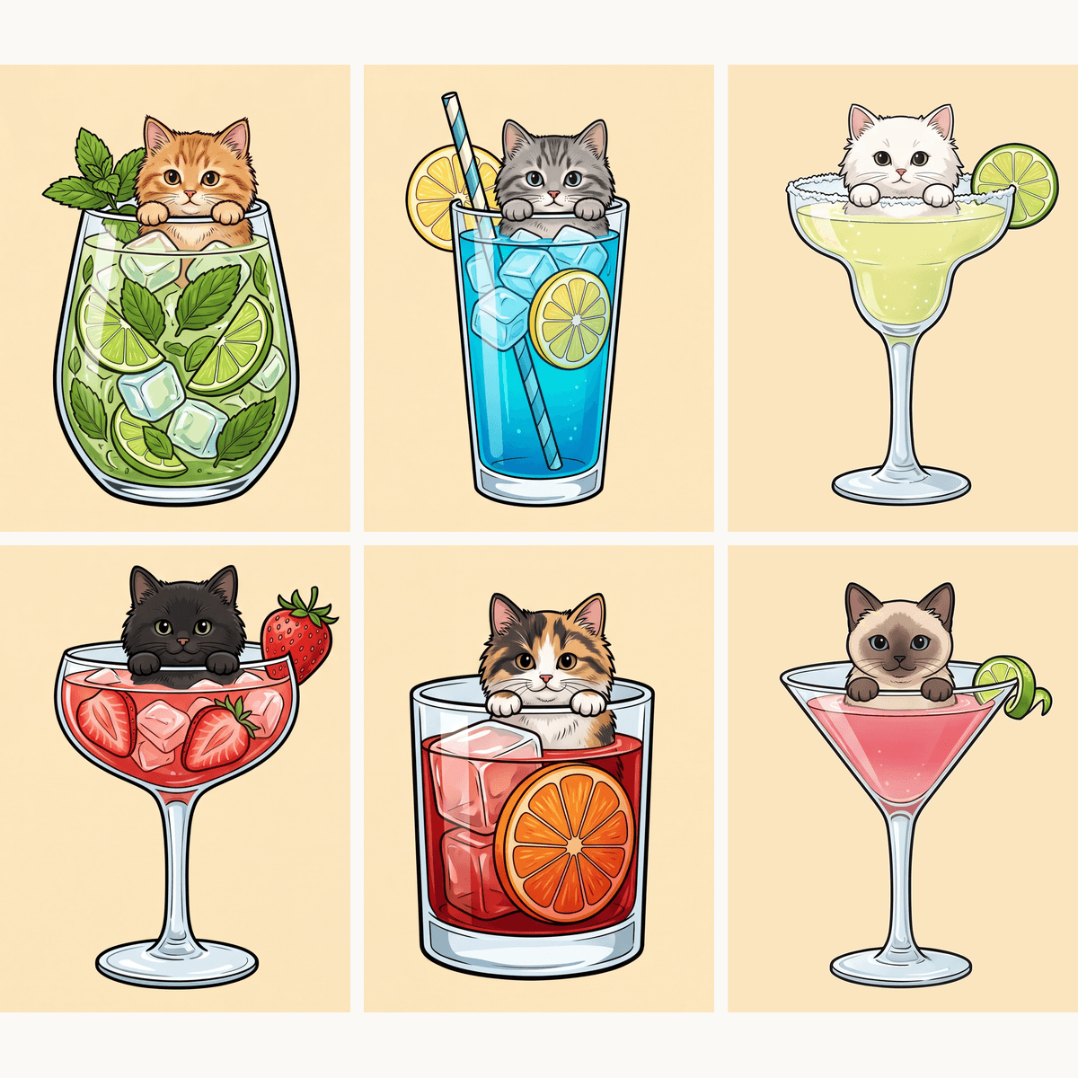 Cocktail Kittens - Number Artist Paint by Numbers Kits