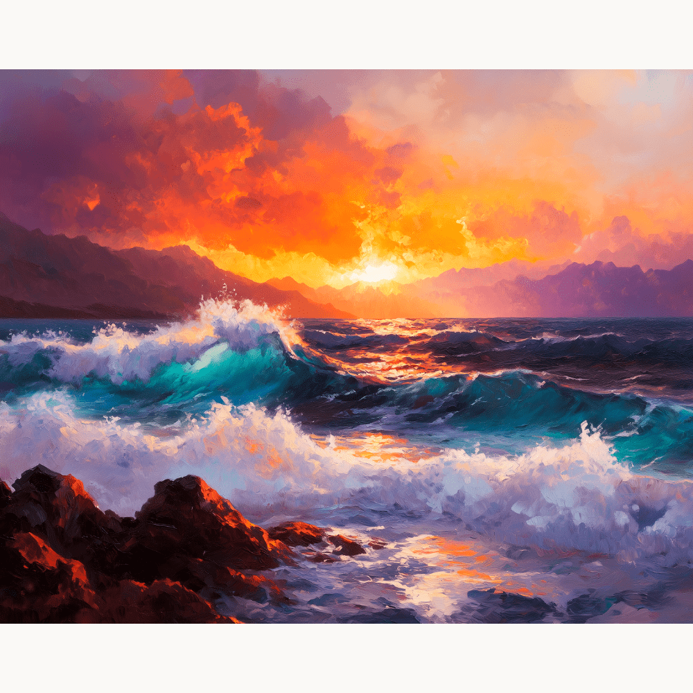 Dramatic Seaside Sunset - Number Artist Diamond Painting Kits