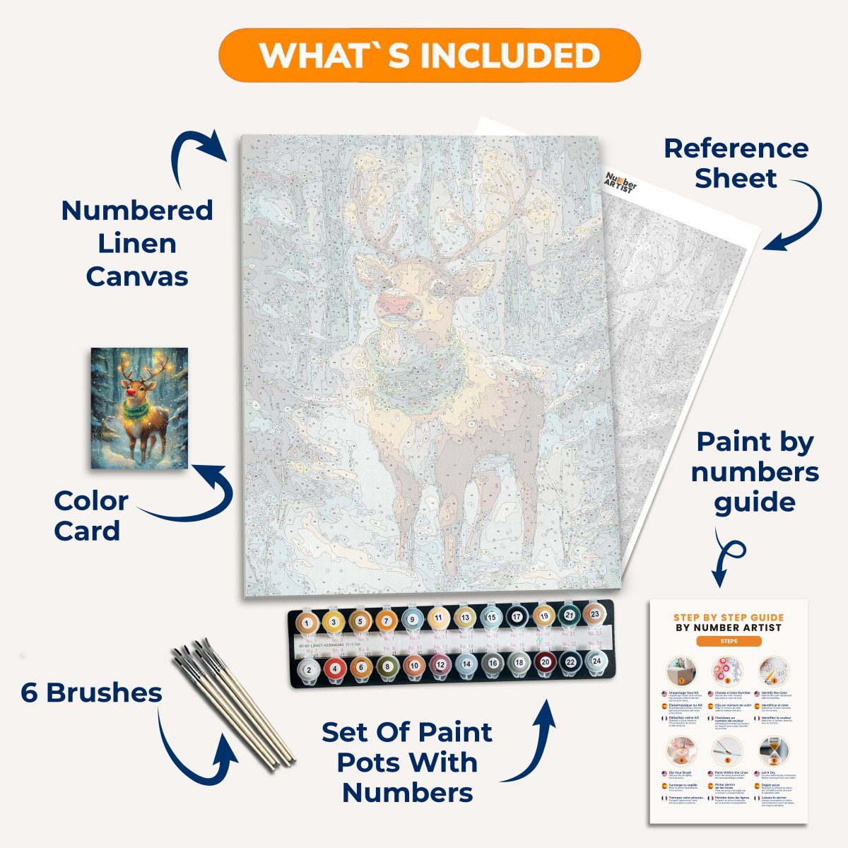 Festive Rudolph - Number Artist Diamond Painting Kits