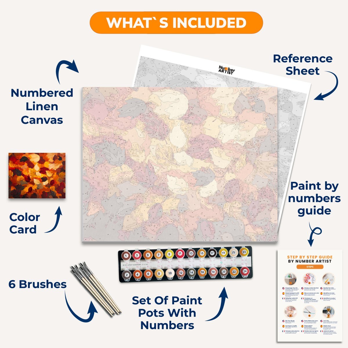 Flat Autumn Leaves - Number Artist Paint By Numbers Kits