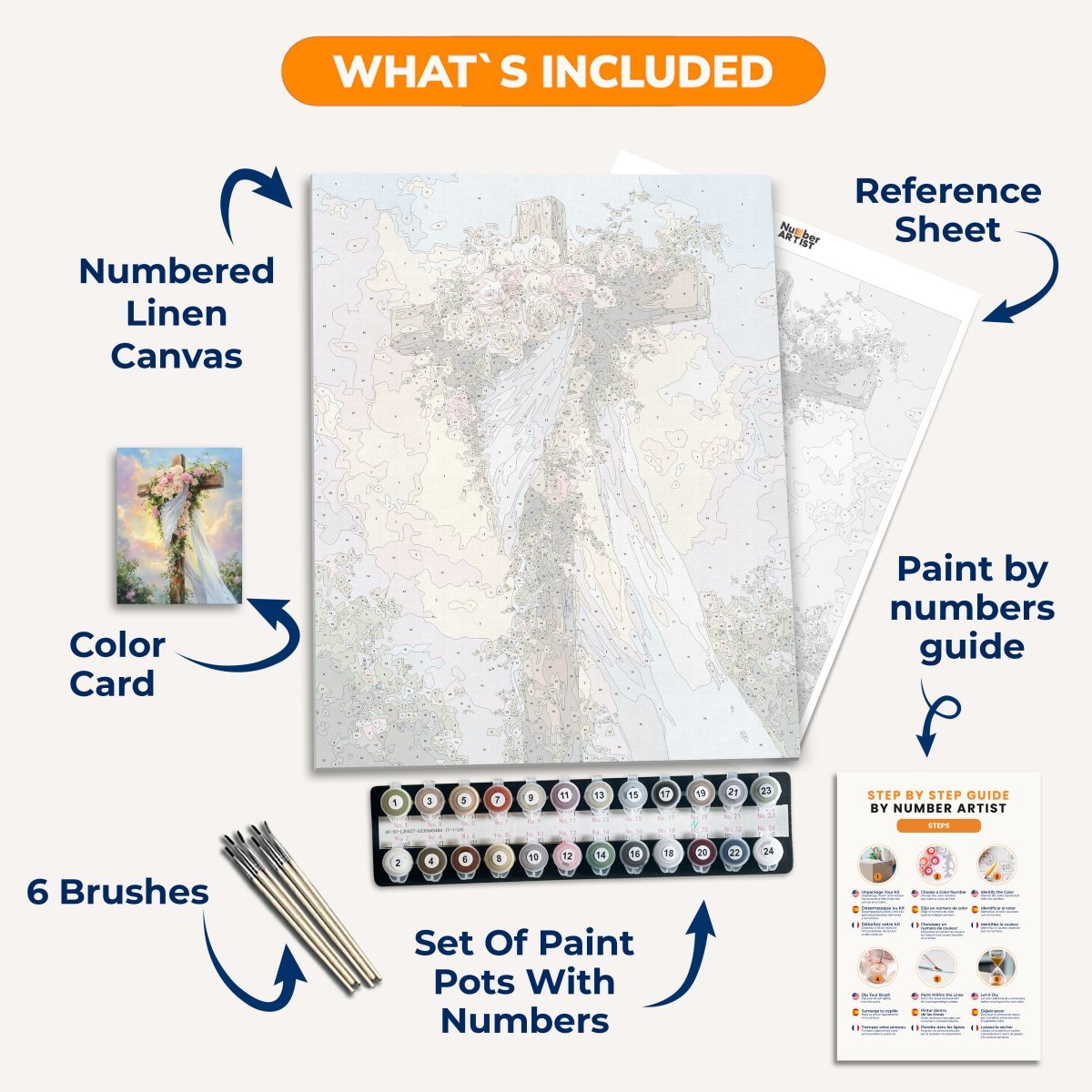 Floral Cross - Number Artist Diamond Painting Kits