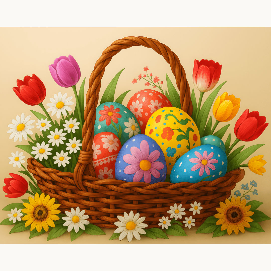 Floral Easter Basket - Number Artist Diamond Painting Kits