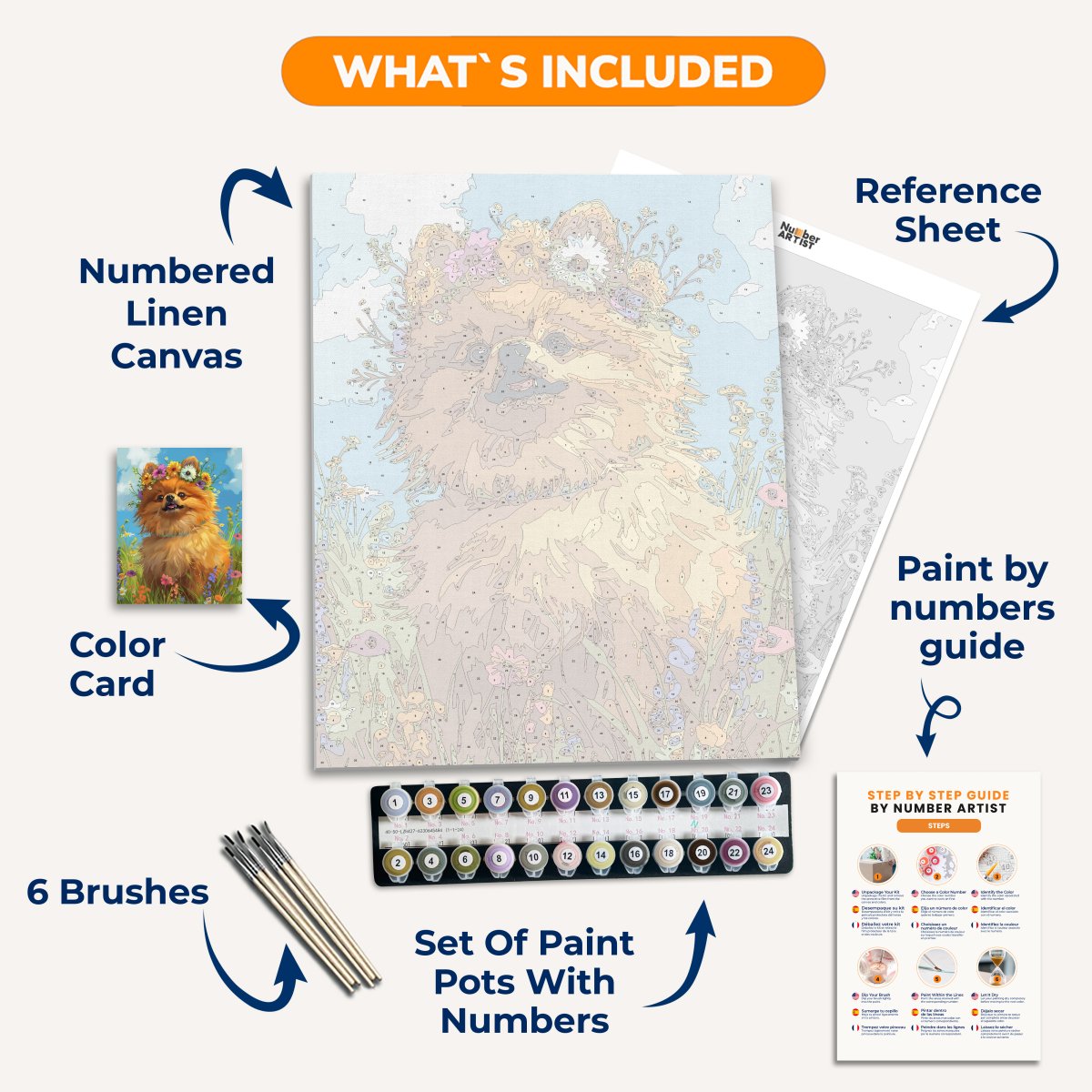 Flower Crown Pomeranian - Number Artist Paint By Numbers Kits