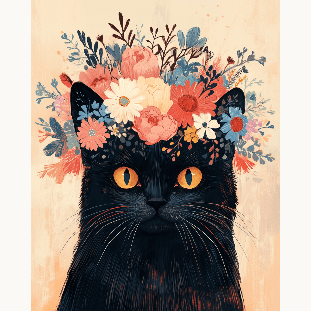 Flower Crowned Cat - Number Artist Diamond Painting Kits