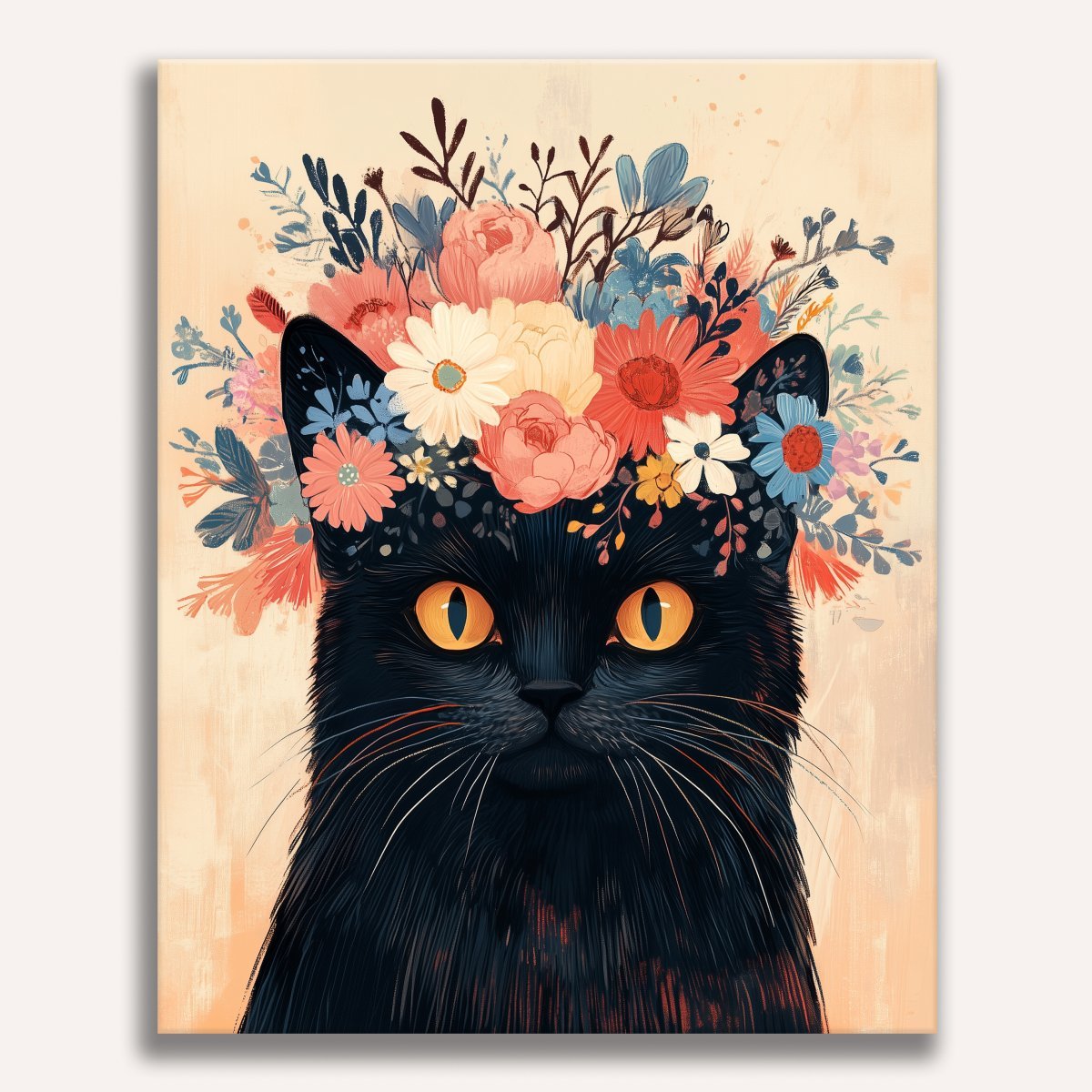 Flower Crowned Cat - Number Artist Diamond Painting Kits