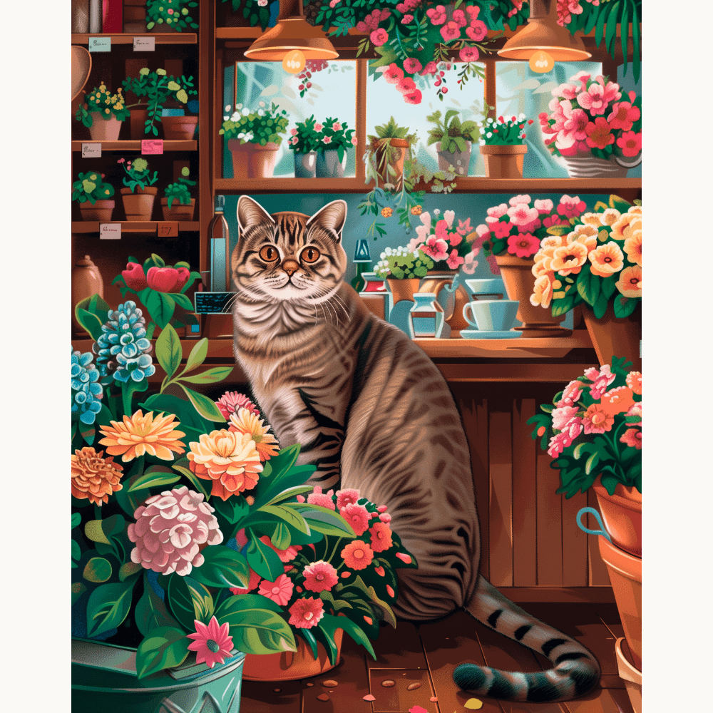 Flowershop Feline - Number Artist Diamond Painting Kits