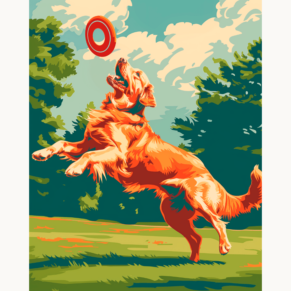 Frisbee Retreiver - Number Artist Diamond Painting Kits