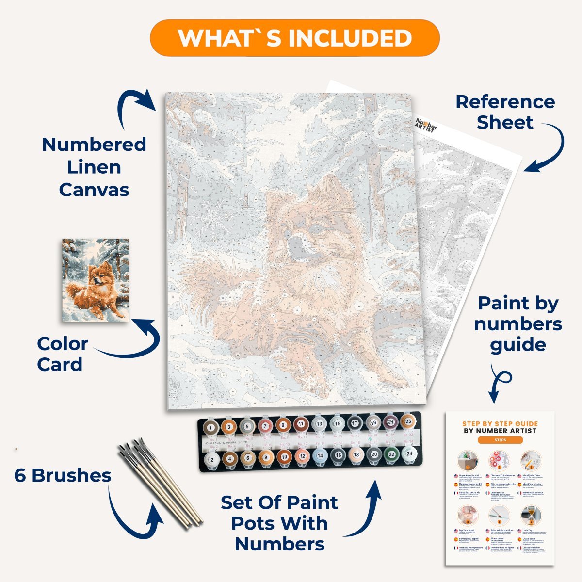 German Spitz in the Snow - Number Artist Diamond Painting Kits