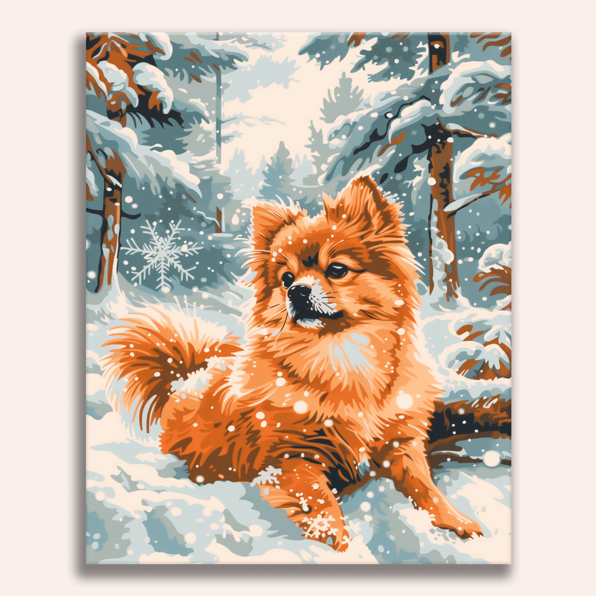 German Spitz in the Snow - Number Artist Diamond Painting Kits