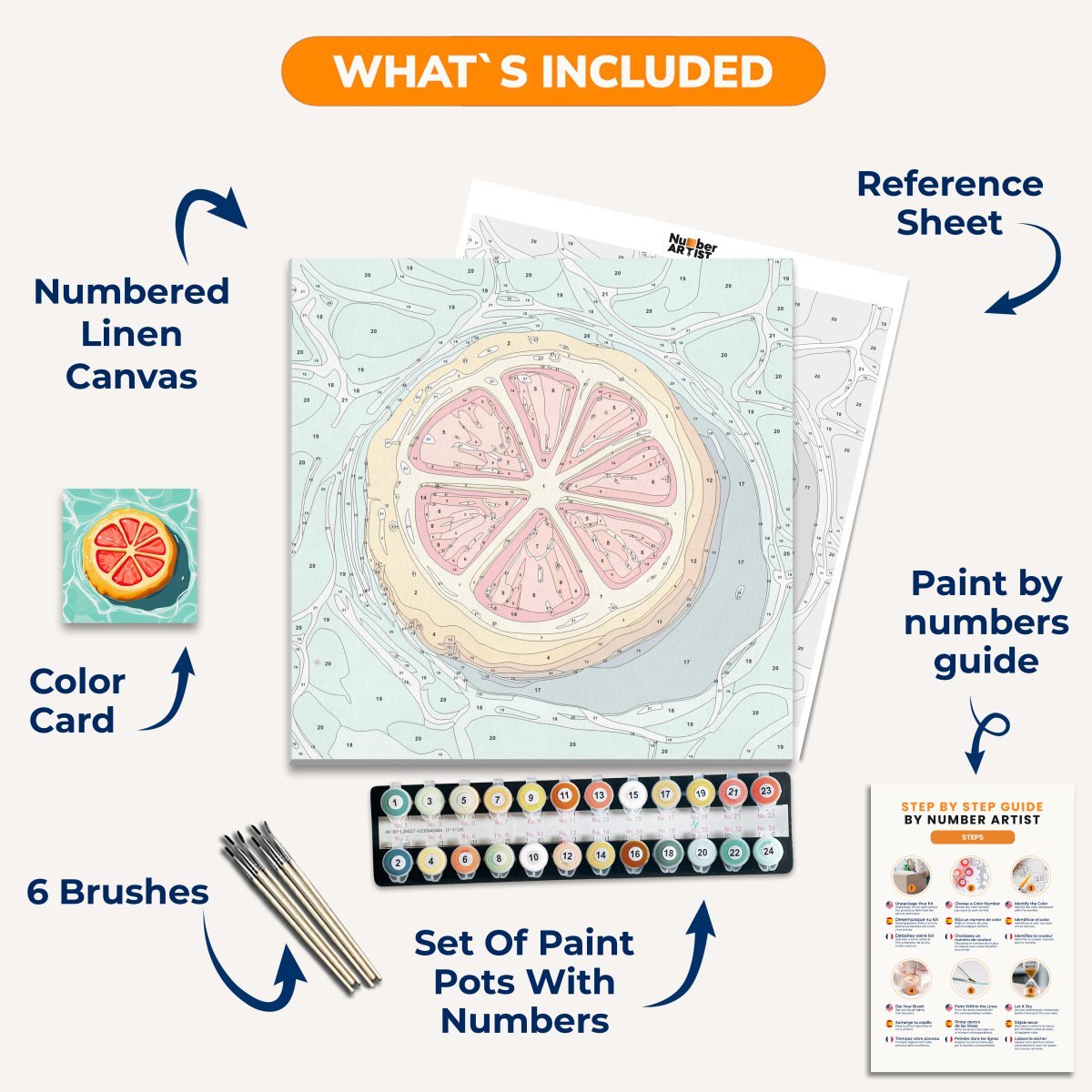 Grapefruit Float - Number Artist Diamond Painting Kits