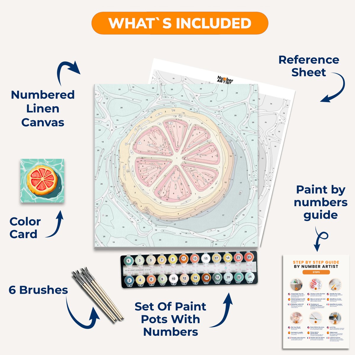 Grapefruit Float - Number Artist Paint By Numbers Kits