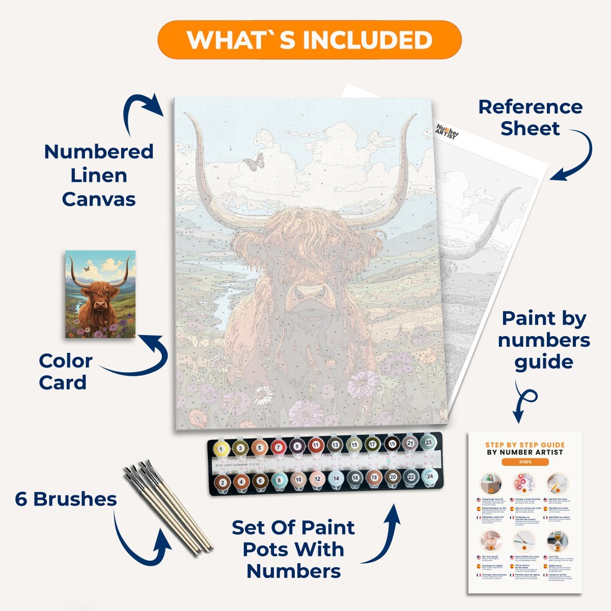 Highlands Cow - Number Artist Diamond Painting Kits