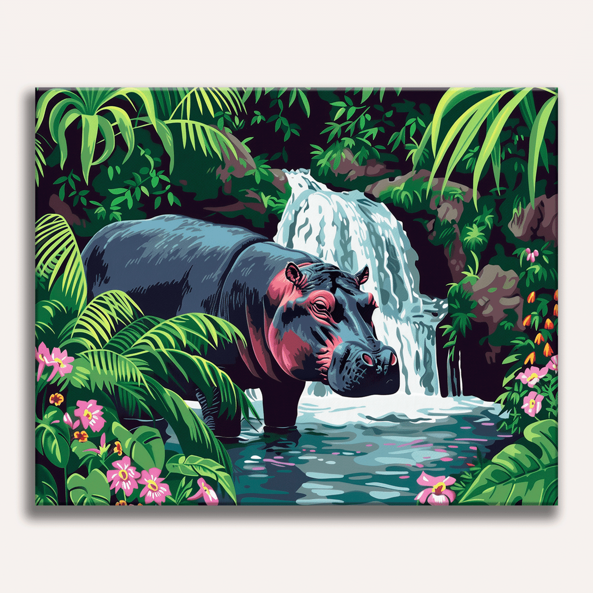 Hippo's Waterfall - Number Artist Diamond Painting Kits