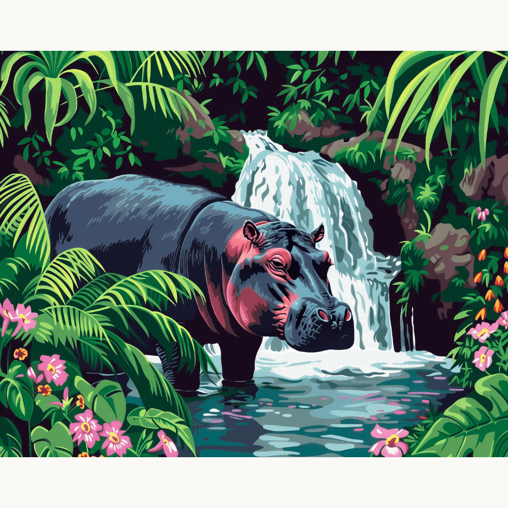 Hippo's Waterfall - Number Artist Diamond Painting Kits