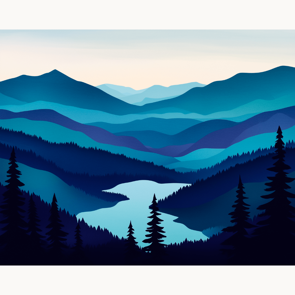 Ice Blue Landscape - Number Artist Diamond Painting Kits