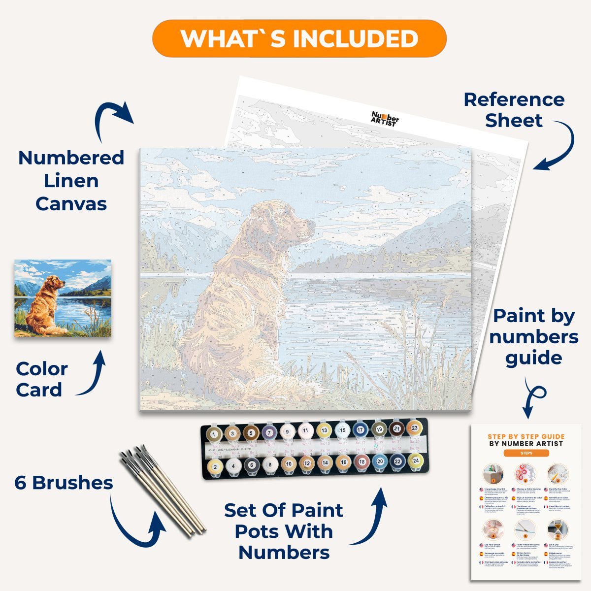Lakeside Golden Retriever - Number Artist Diamond Painting Kits