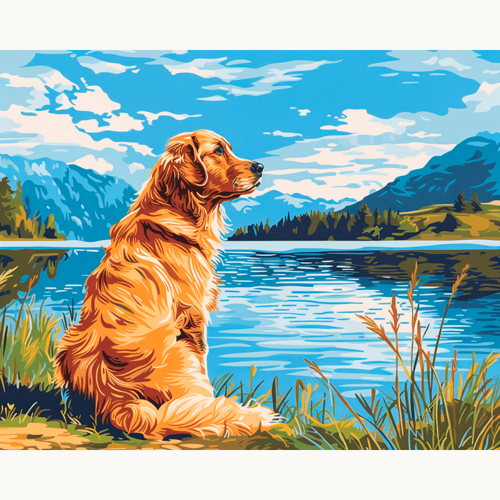 Lakeside Golden Retriever - Number Artist Diamond Painting Kits