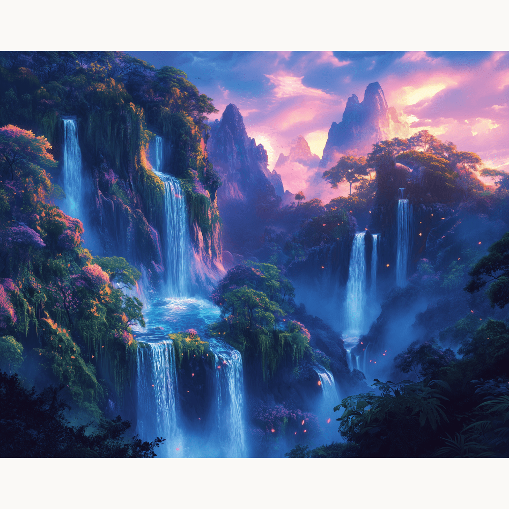 Land of Waterfalls - Number Artist Diamond Painting Kits