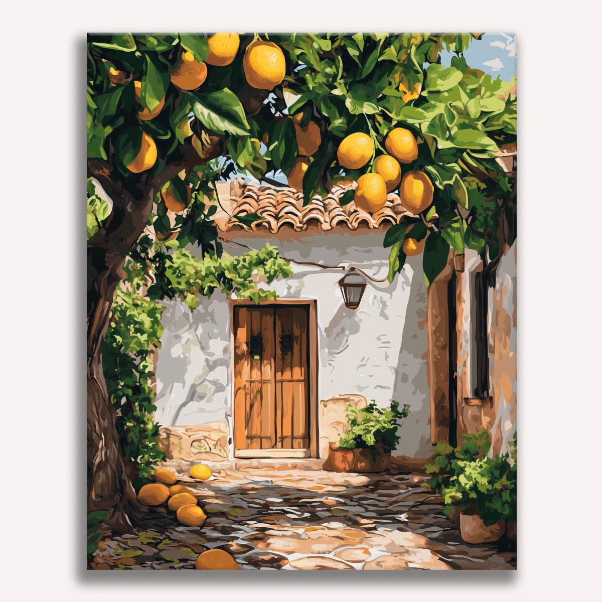 A vibrant illustration of a traditional Spanish villa.