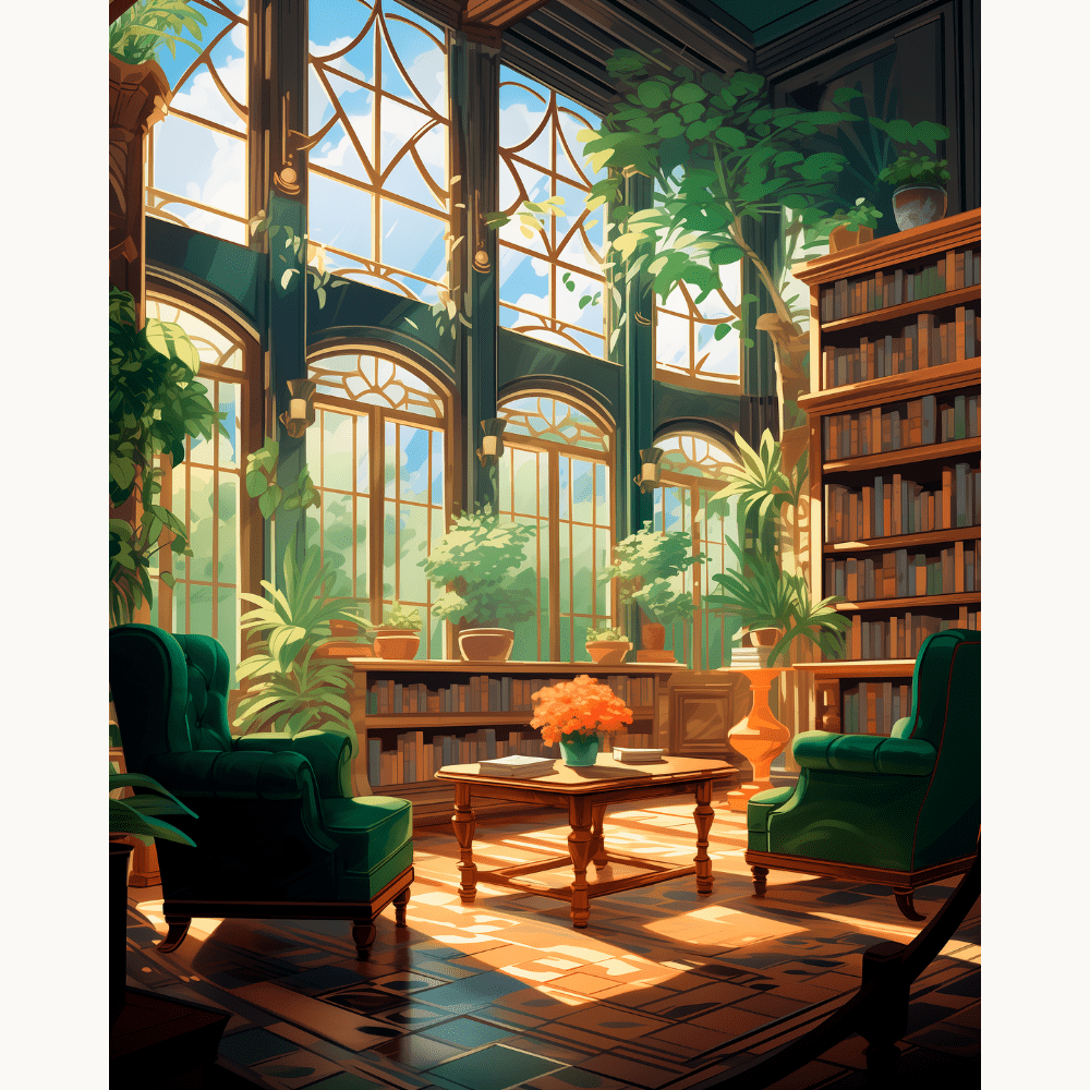 Lush Green Book Nook - Number Artist Diamond Painting Kits