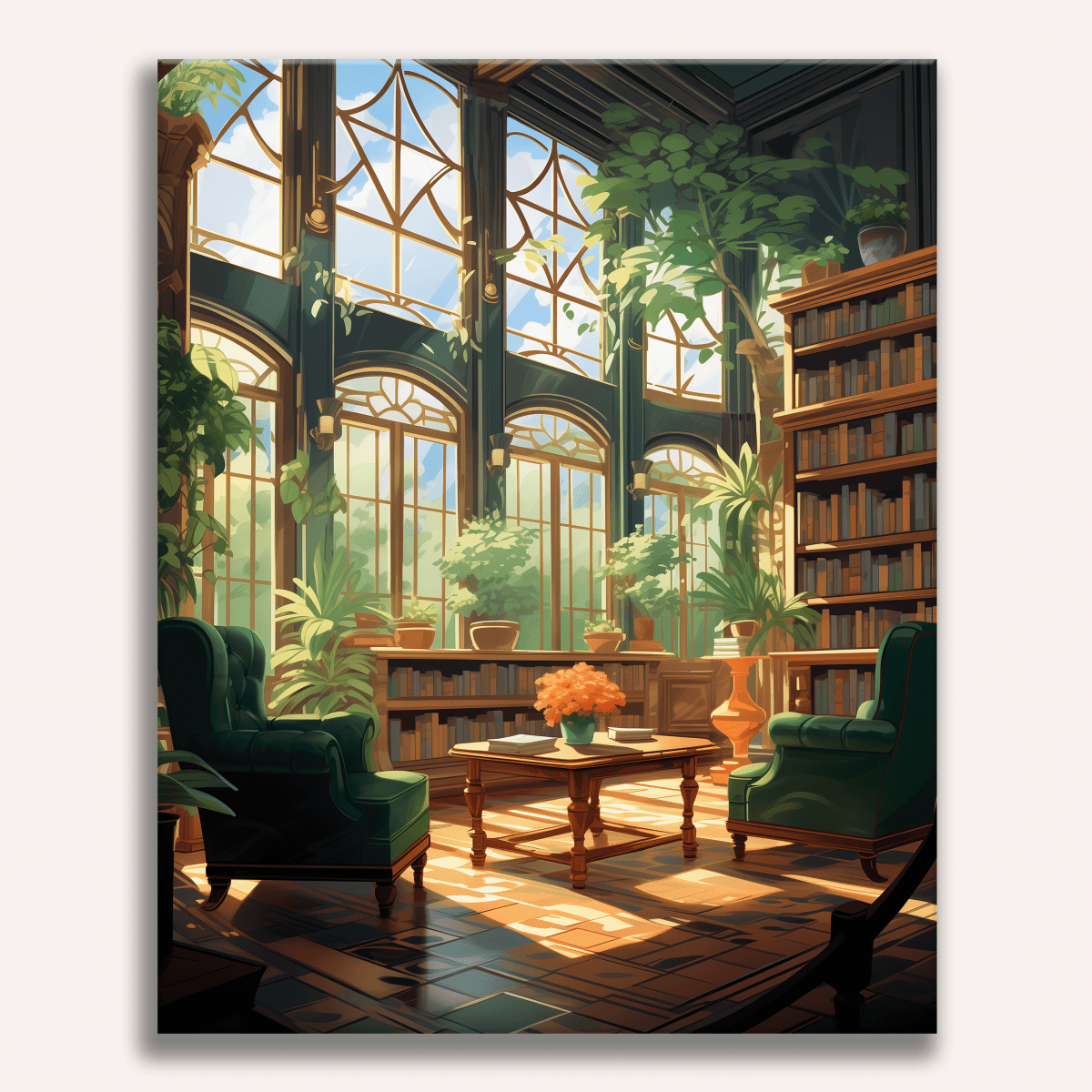 Lush Green Book Nook - Number Artist Diamond Painting Kits