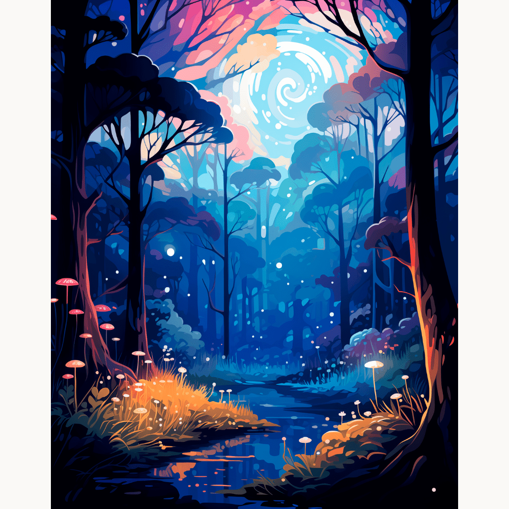 Magical Forest River - Number Artist Diamond Painting Kits