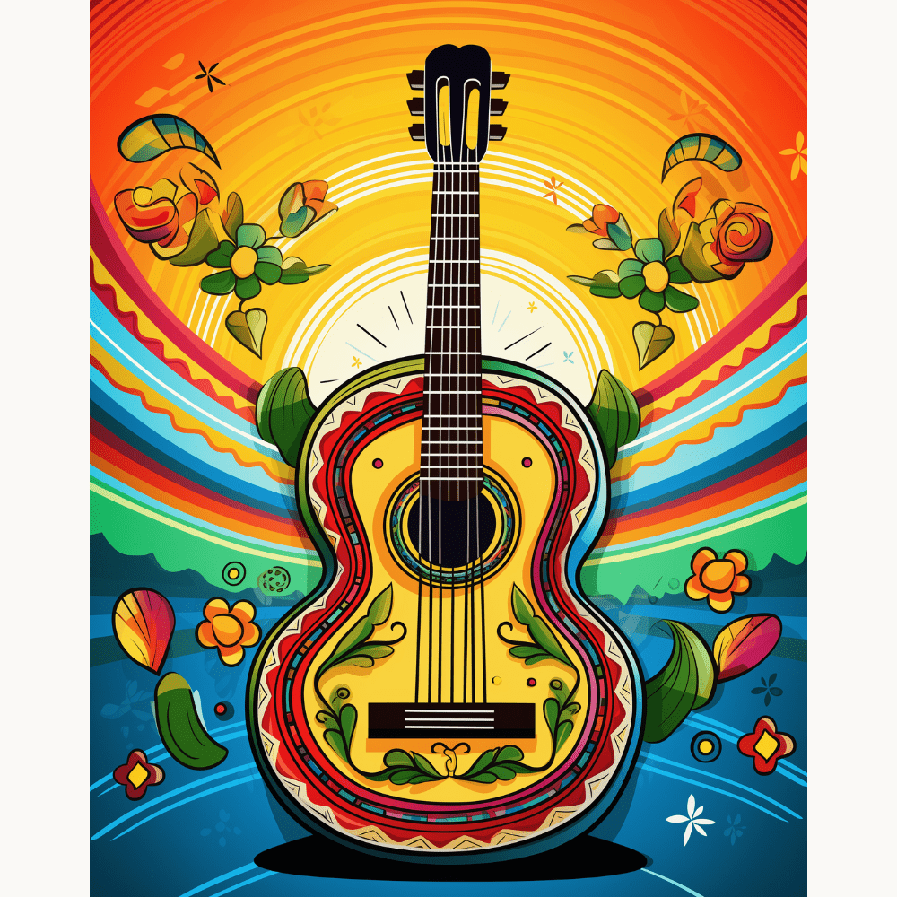 Mexican Style Guitar - Number Artist Diamond Painting Kits