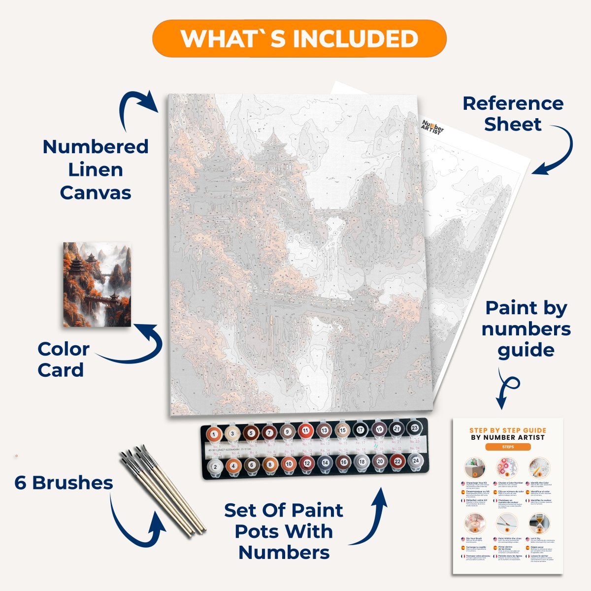Mountain Pagoda - Number Artist Diamond Painting Kits