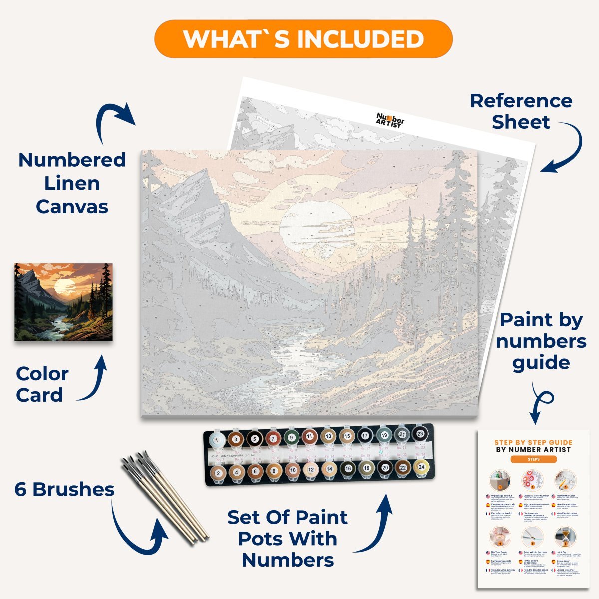 Mountainside Sunset - Number Artist Diamond Painting Kits