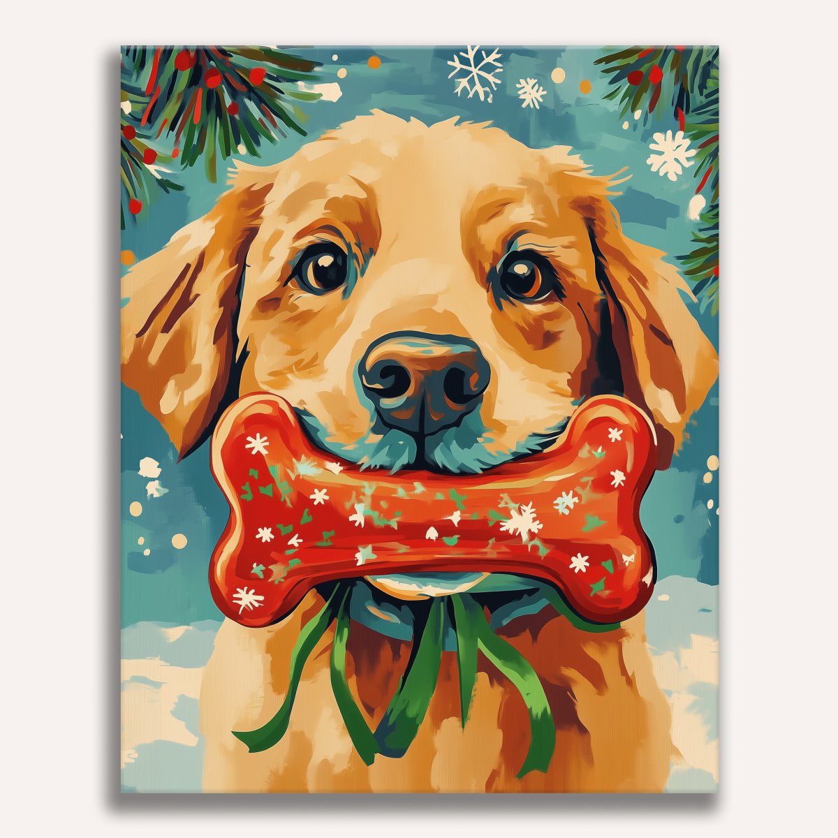 In the center of this illustration, a golden retriever dog is depicted.