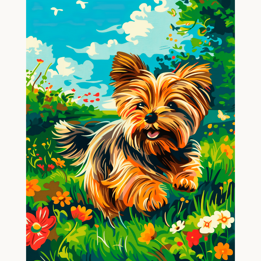 Playful Yorkie - Number Artist Diamond Painting Kits