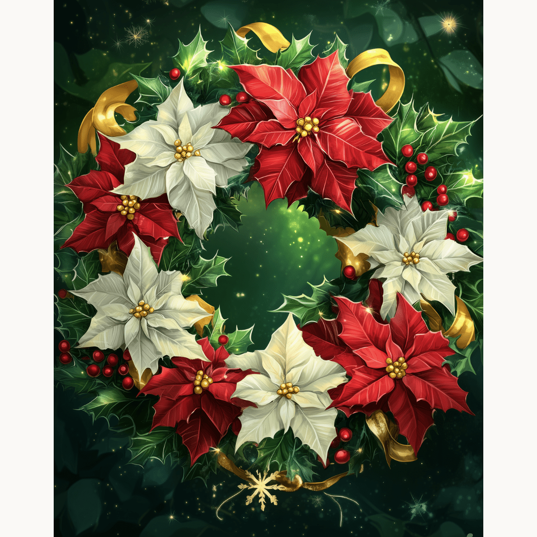 Poinsettia Charm - Number Artist Diamond Painting Kits
