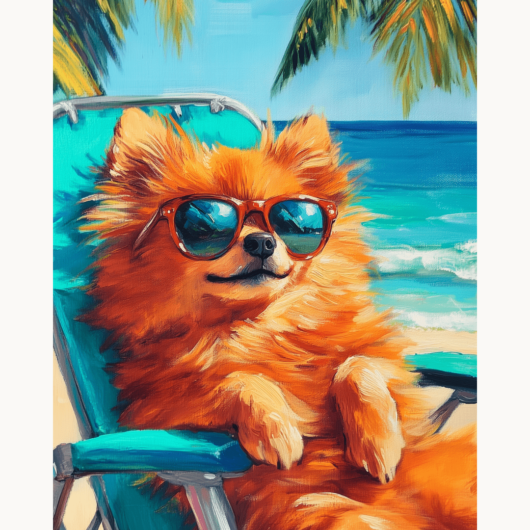 Pomeranian Seaside - Number Artist Diamond Painting Kits