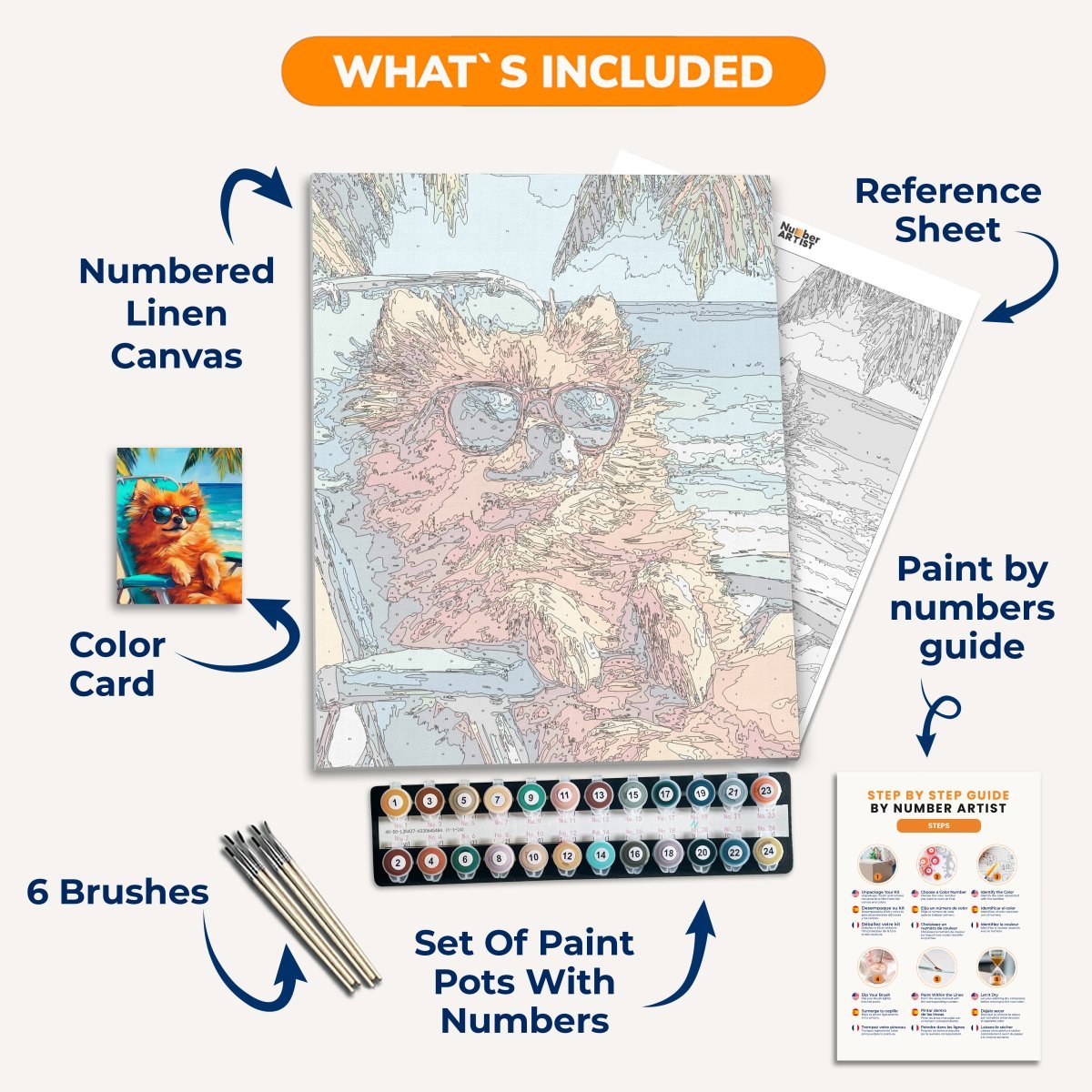 Pomeranian Seaside - Number Artist Diamond Painting Kits