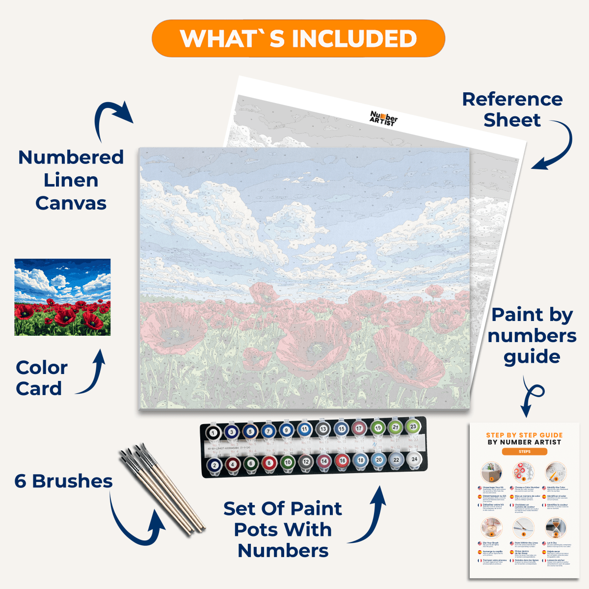 Field of Poppies - Number Artist Paint by Numbers Kits