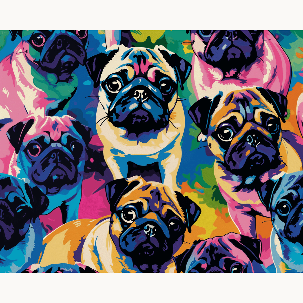 Pug Family - Number Artist Diamond Painting Kits