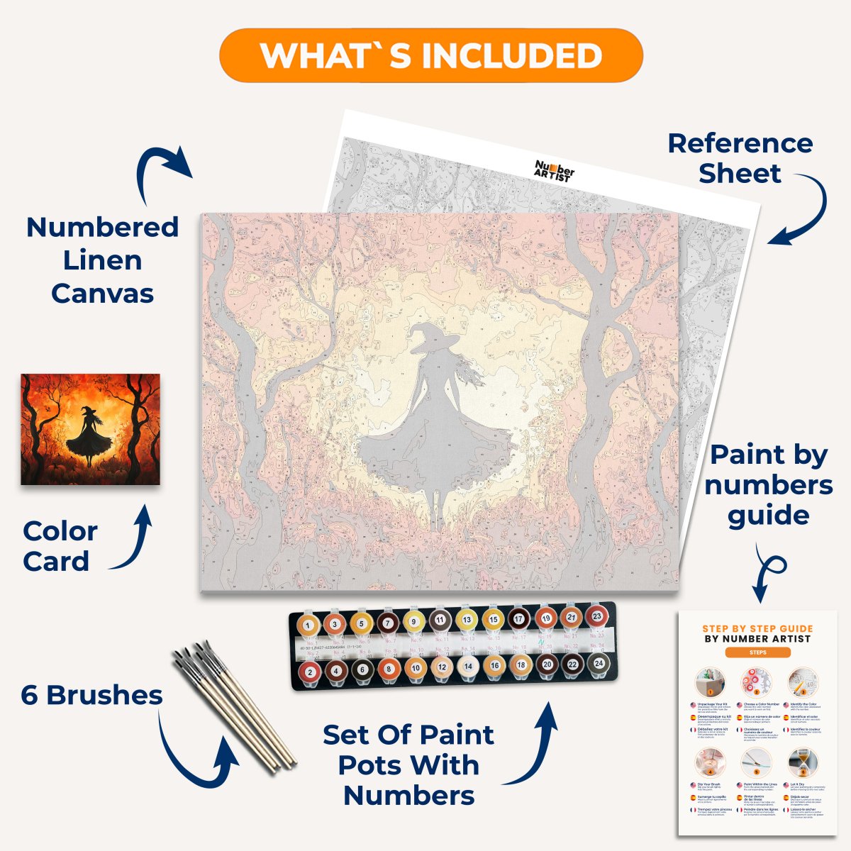 Pumpkin Witch - Number Artist Paint By Numbers Kits