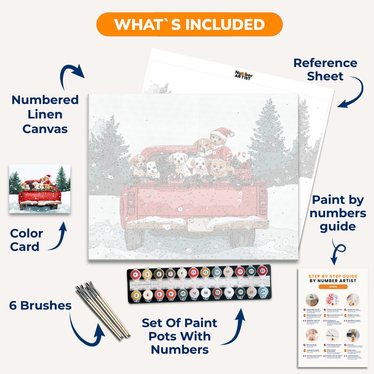 Puppy Christmas Delivery - Number Artist Diamond Painting Kits