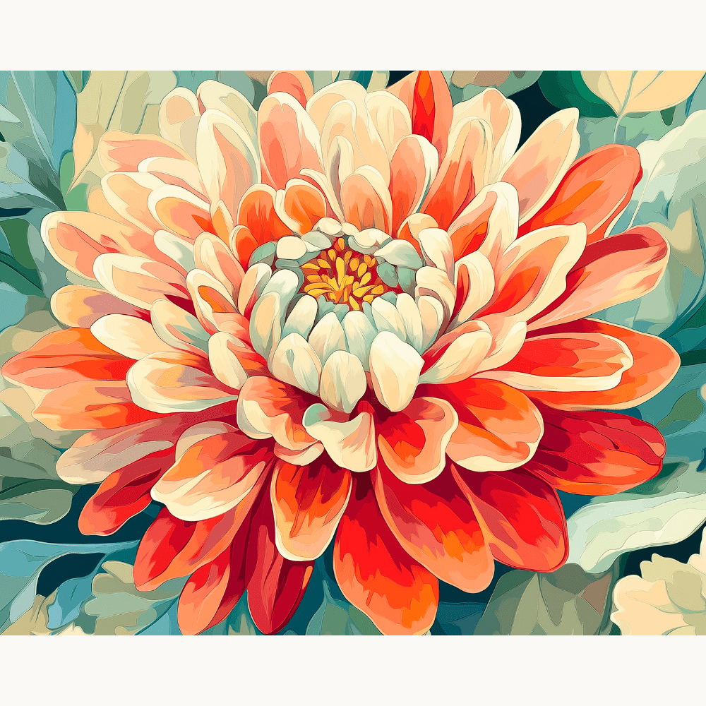 Red Chrysanthemum - Number Artist Diamond Painting Kits