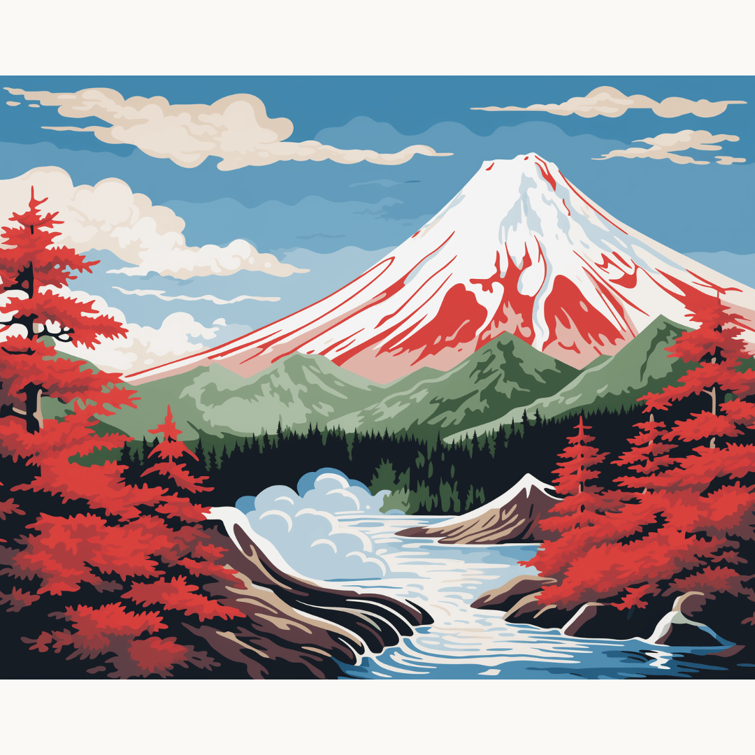 Red Fuji - Number Artist Diamond Painting Kits