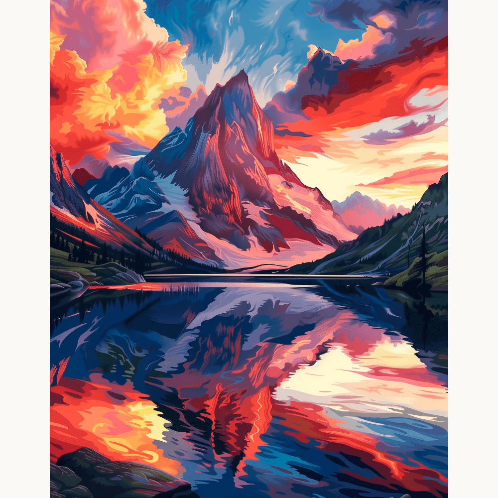 Red Sky Mountain - Number Artist Diamond Painting Kits
