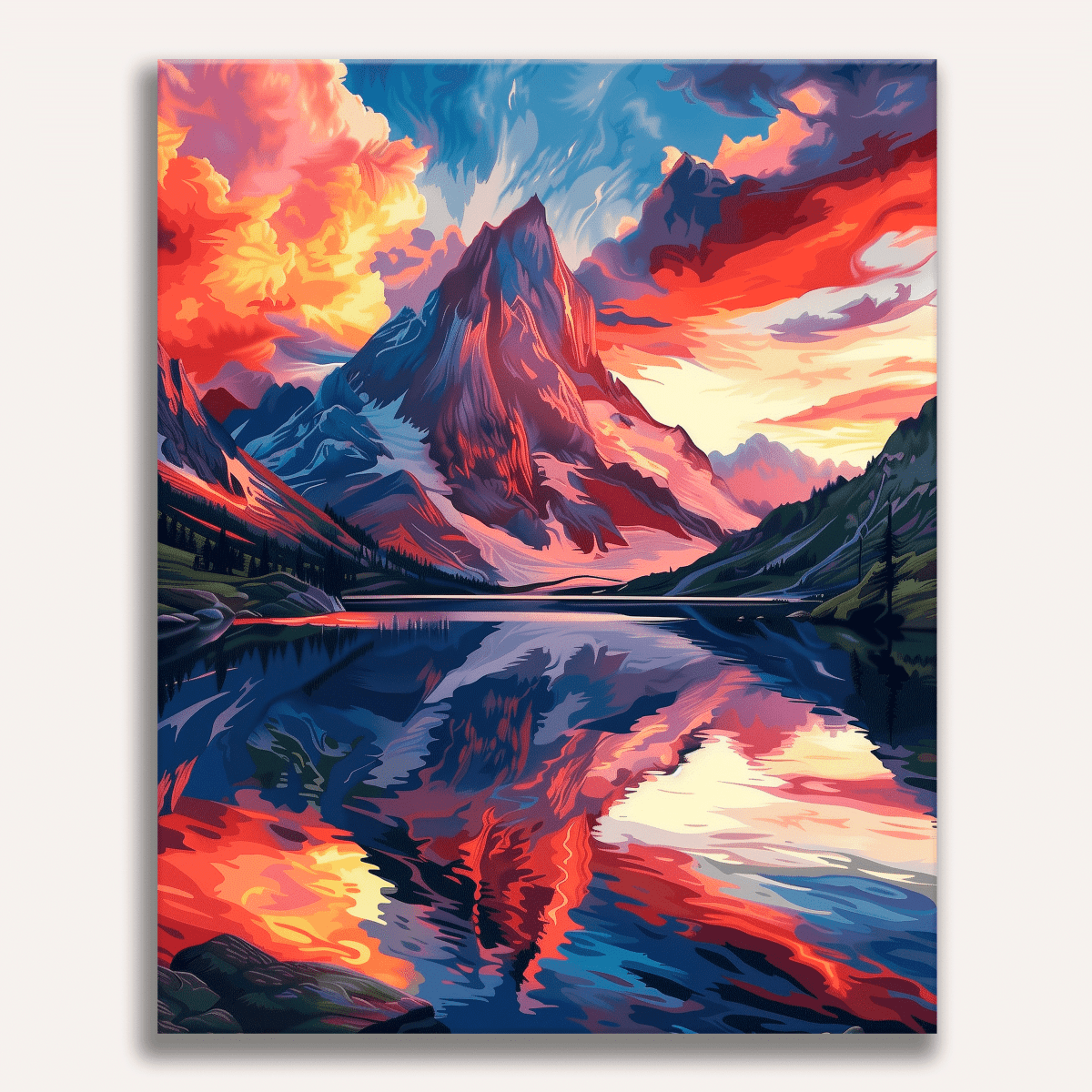 Red Sky Mountain - Number Artist Diamond Painting Kits