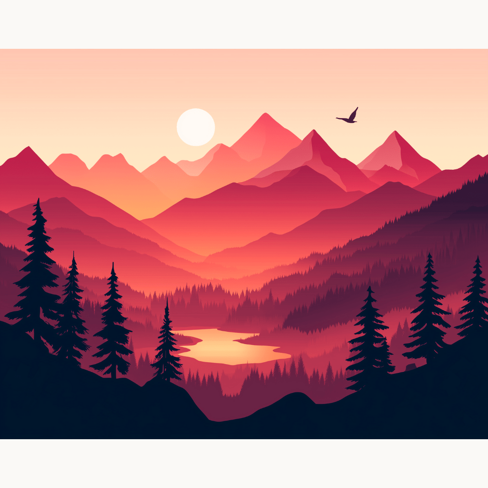 Red Sky Valley - Number Artist Diamond Painting Kits