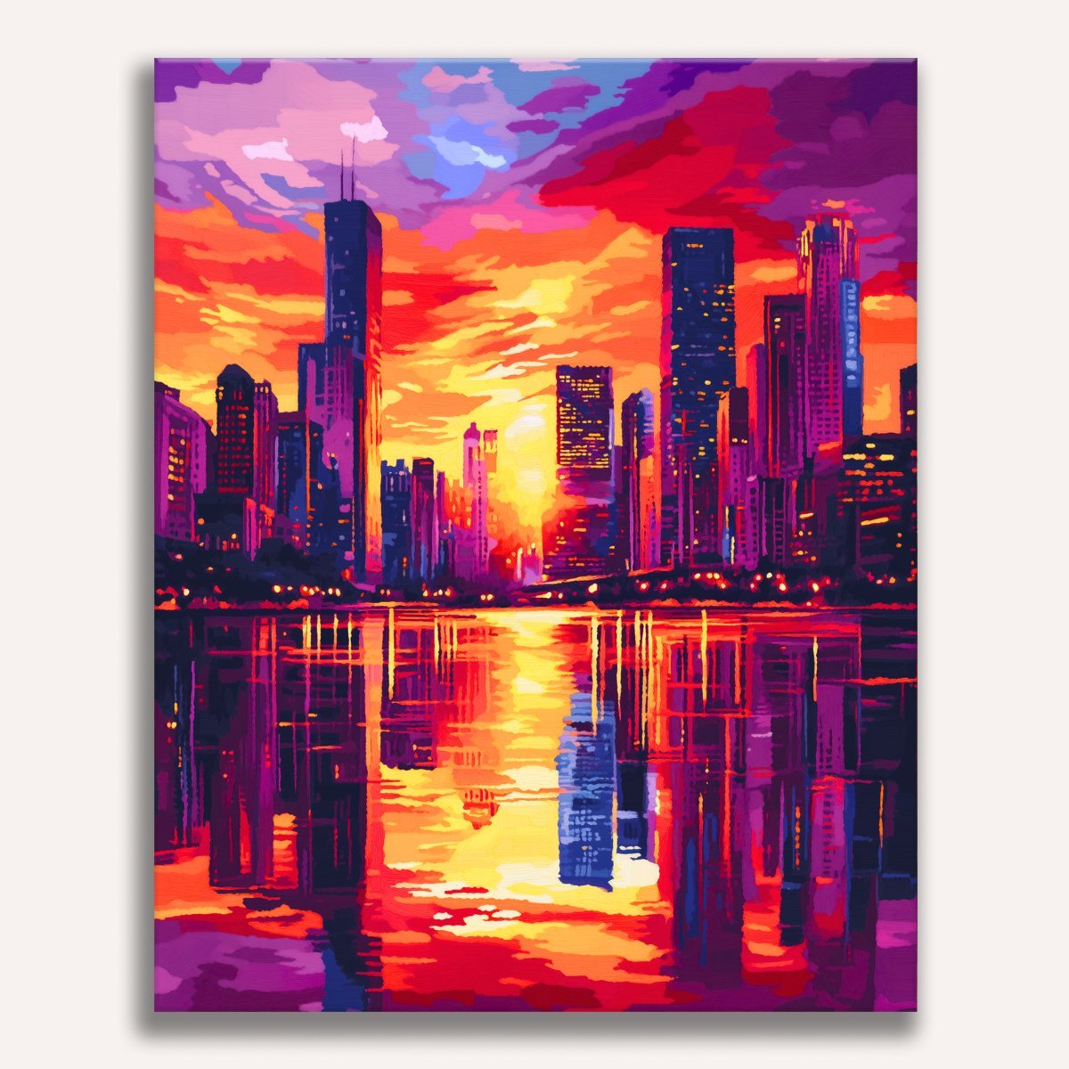 Red Sun City - Number Artist Diamond Painting Kits