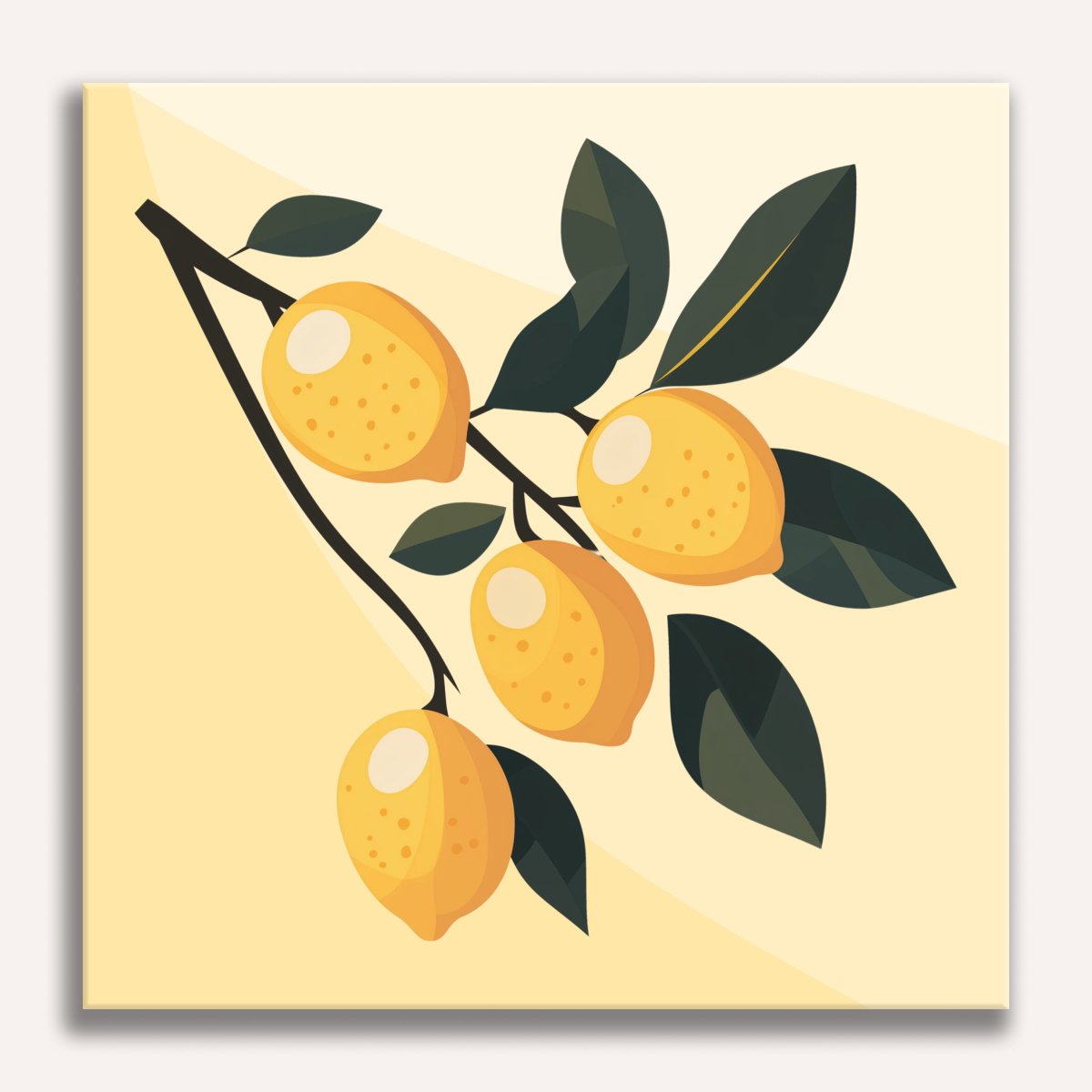 The image depicts a cluster of ripe lemons hanging from a branch.