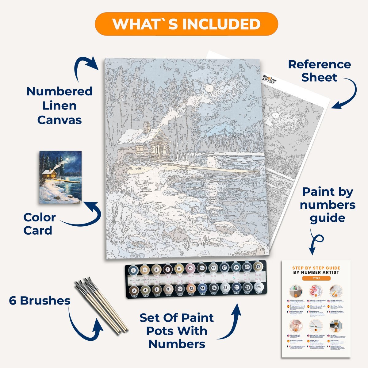 Riverside Winter Night - Number Artist Diamond Painting Kits
