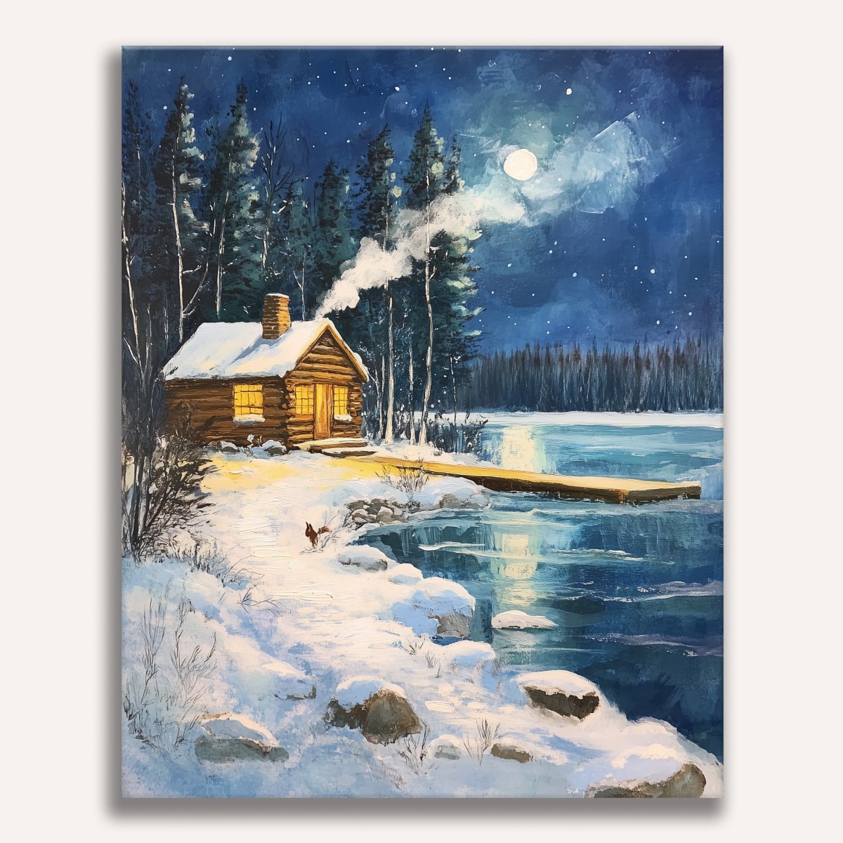 Riverside Winter Night - Number Artist Diamond Painting Kits
