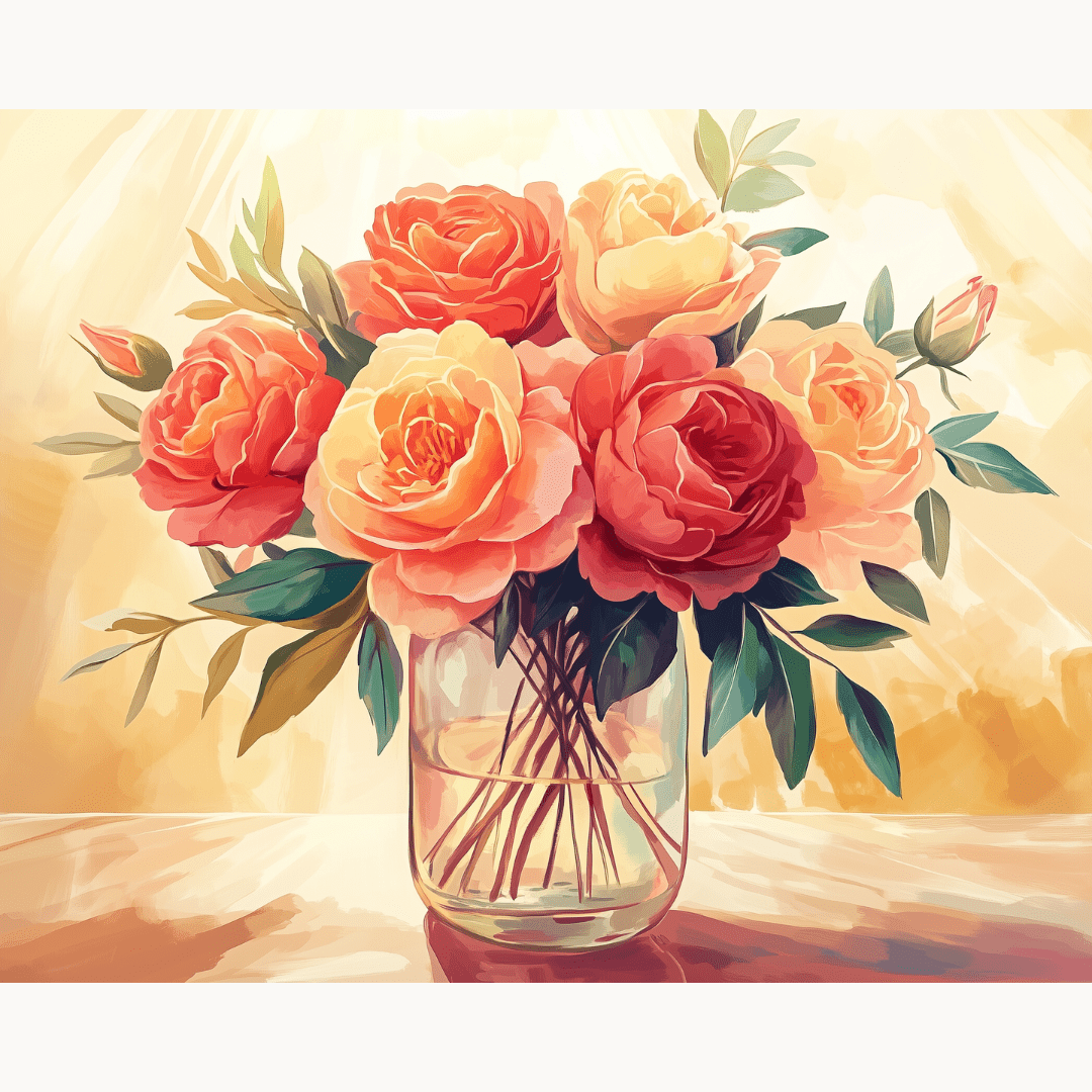 Rose Vase - Number Artist Diamond Painting Kits
